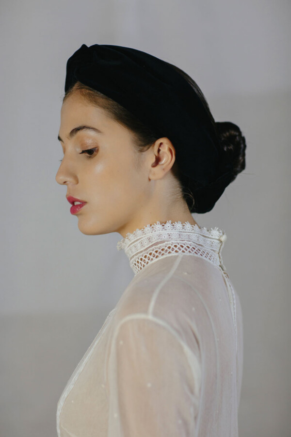 Vestido de novia de taffeta y tul plumeti